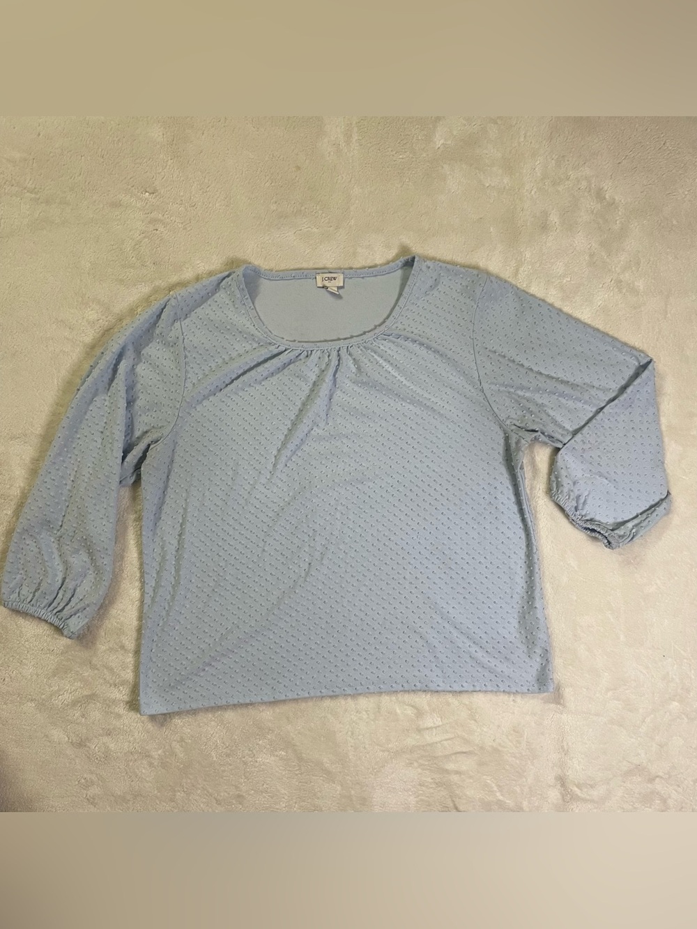J. Crew Baby Blue Bubble Textured 3/4 Sleeve Blouse size L